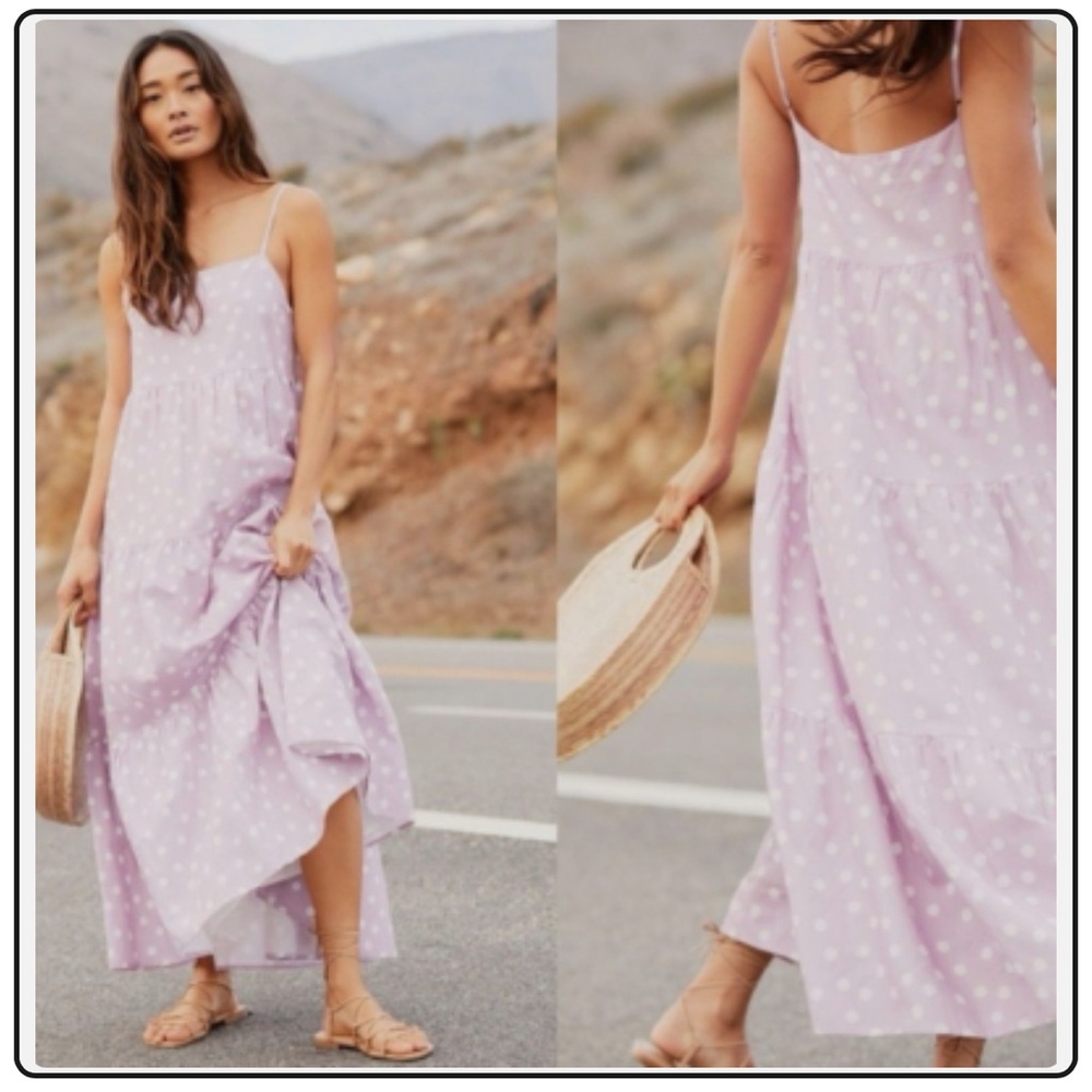 Charlie Holiday Lavender Polka Dot Maxi Dress 6